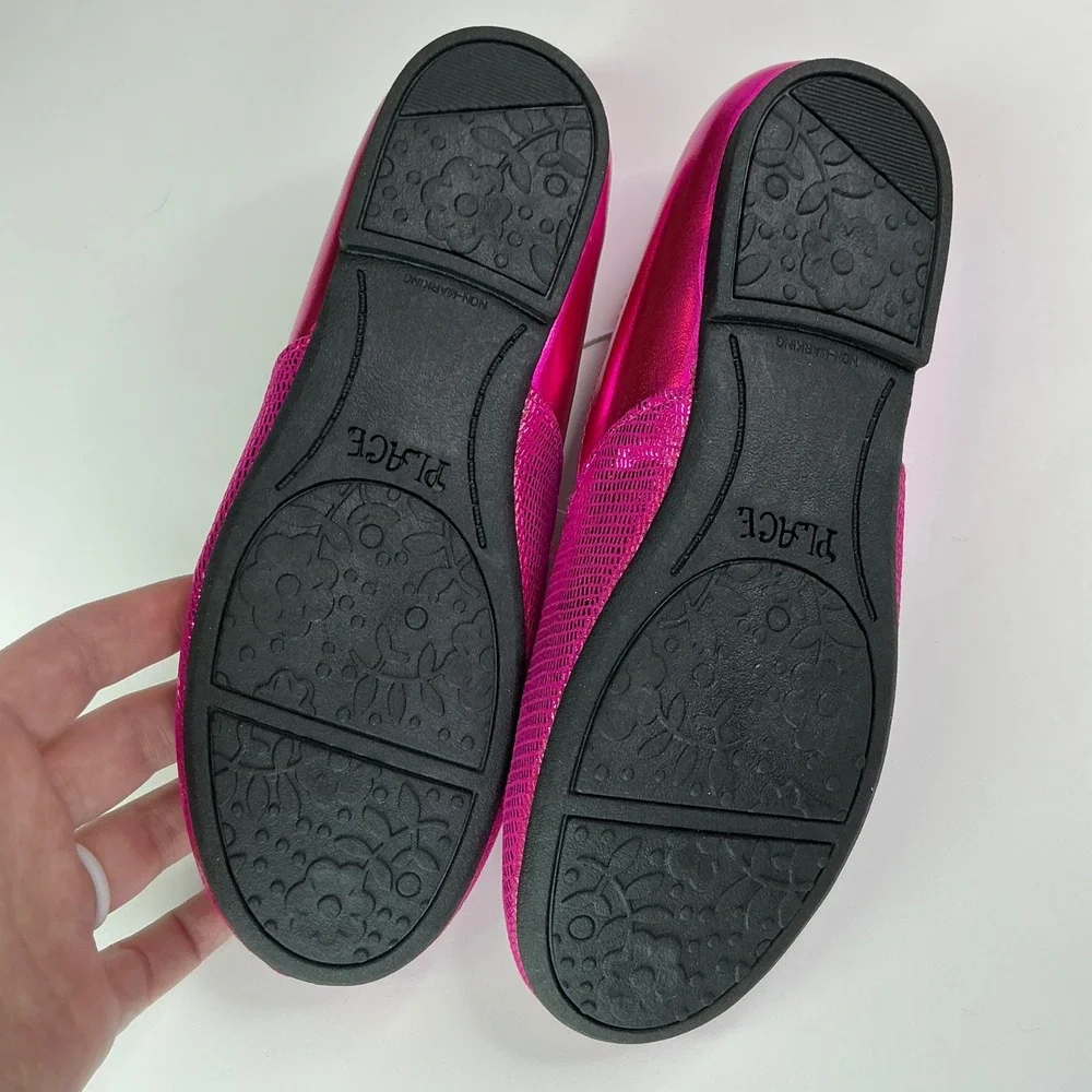 The Children's Place Pink Ballet Flats Youth Size 2 Metallic Fiesta Pink Sparkle